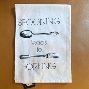 White Kitchen Towel with Spoon and Fork Design